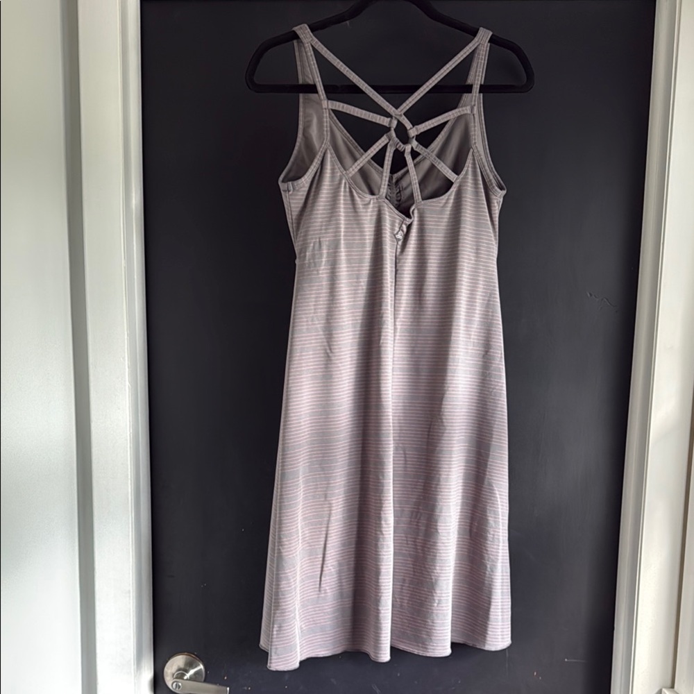 Prana Ruched Gray Sundress Sleeveless Midi - Picture 2 of 5
